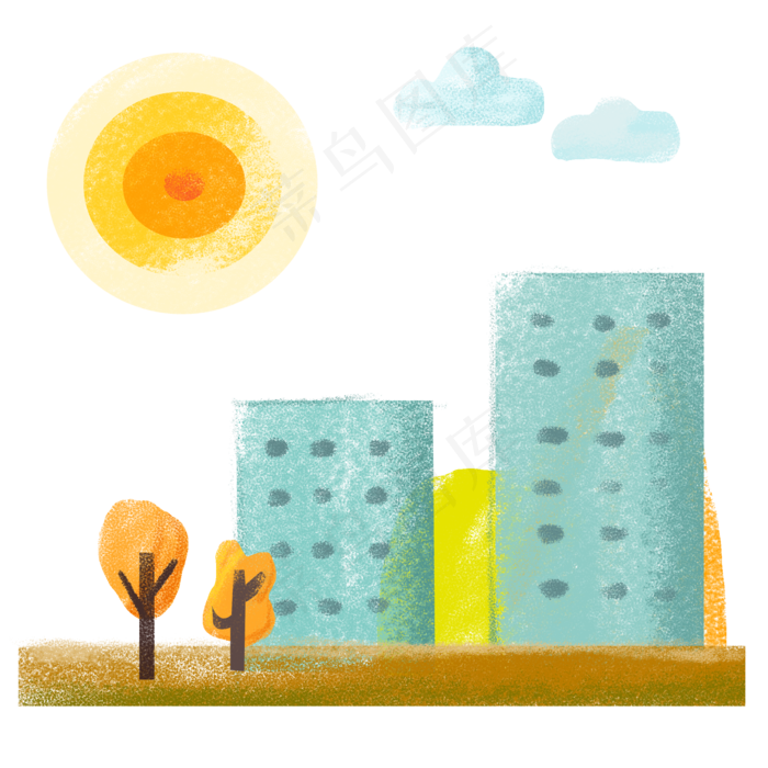 蜡笔风格高楼(2000X2000(DPI:72))psd模版下载