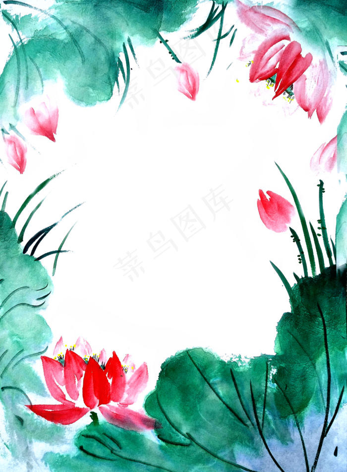 婚礼装饰荷花莲花中国风古典水墨(2888X3923(DPI:72))psd模版下载