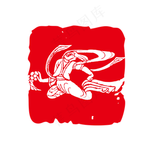 红色传统中国风敦煌飞天方形印章