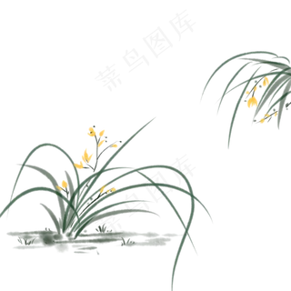 中国风写意水彩兰花