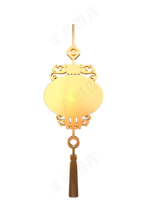 中国风灯笼金属立体挂饰,免抠元素