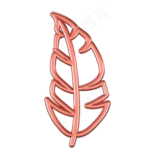 C4D珊瑚橙金属质感叶子