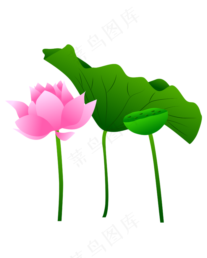 手绘卡通粉色莲花