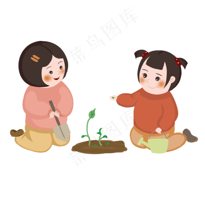 植树节暖色系可爱闺蜜(3000X3000(DPI:299))psd模版下载
