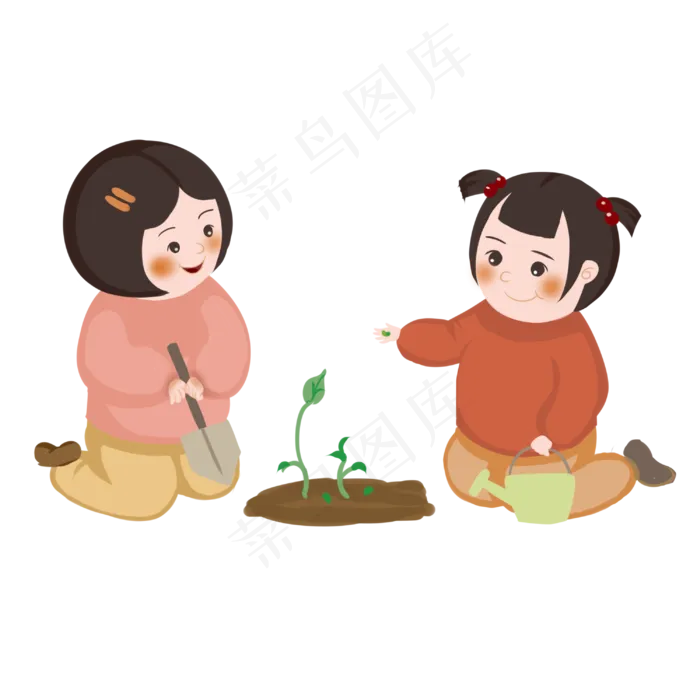 植树节暖色系可爱闺蜜(3000X3000(DPI:299))psd模版下载