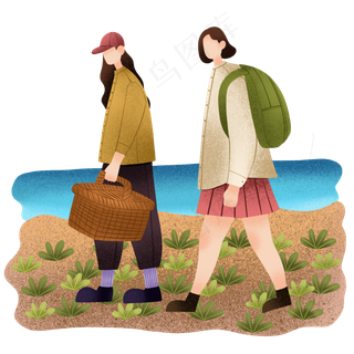 立夏海边度假人物