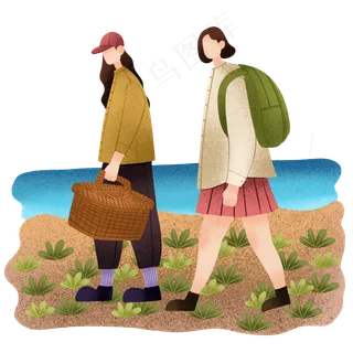 立夏海边度假人物