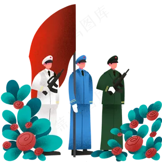 建军节军人国旗
