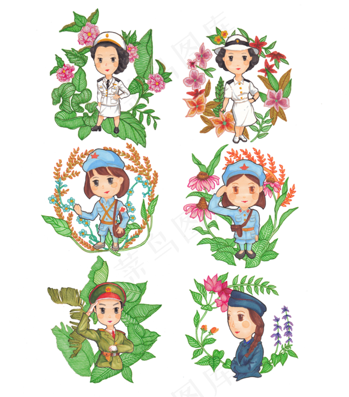 手绘建军节党建红色革命设计元素