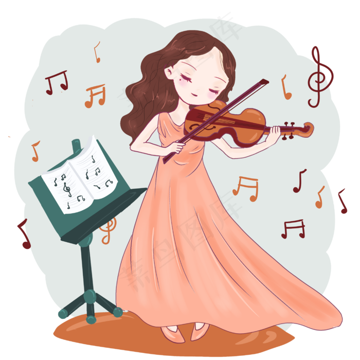 38女神节女小提琴家音乐节人物形�,免抠元素(3000X3000(DPI:350))psd模版下载