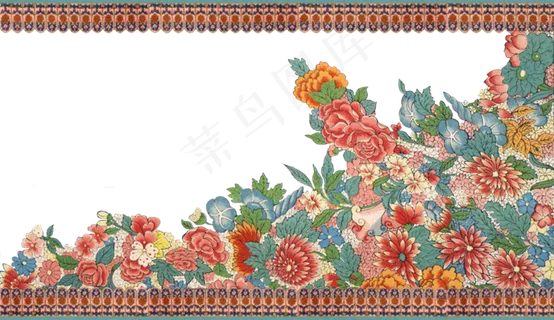 中国古典装饰边框繁花似锦花开富,免抠元素
