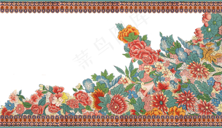 中国古典装饰边框繁花似锦花开富,免抠元素