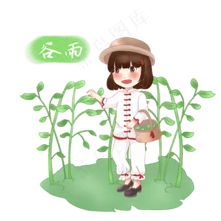 谷雨采茶的小女孩