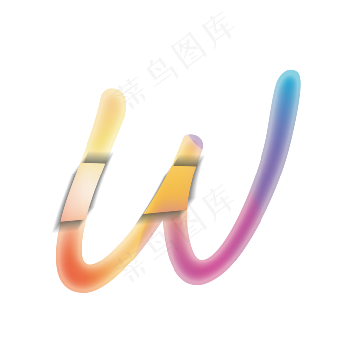 创意卡通渐变字母W(2000X2000(DPI:300))psd模版下载
