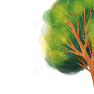 卡通绿色大树免抠图