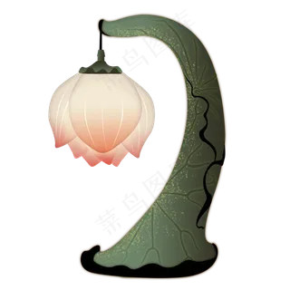 中国风古风荷花和叶古灯