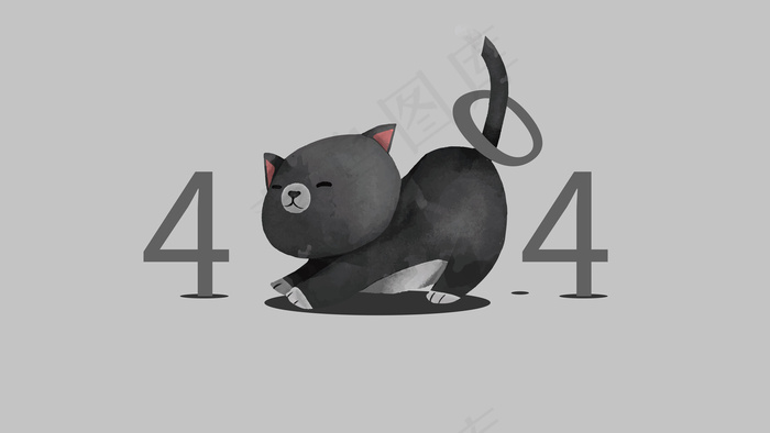 原创灰色系卡通手绘风猫咪4