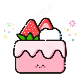 mbe风格卡通可爱水果奶油蛋糕