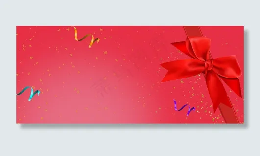 感恩节礼盒卡通丝带红色banner