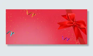 感恩节礼盒卡通丝带红色banner