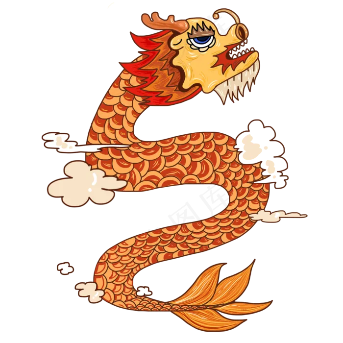 中国风的龙国潮的龙金黄色的龙PNG,免抠元素