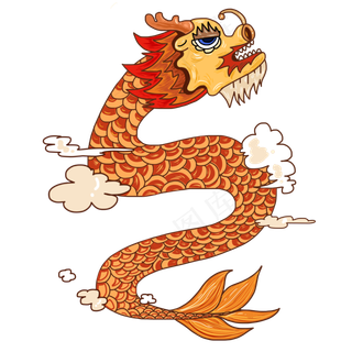 中国风的龙国潮的龙金黄色的龙PNG,免抠元素