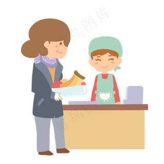 在收银台前结账的老妇人