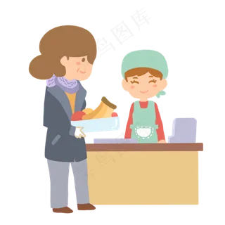 在收银台前结账的老妇人