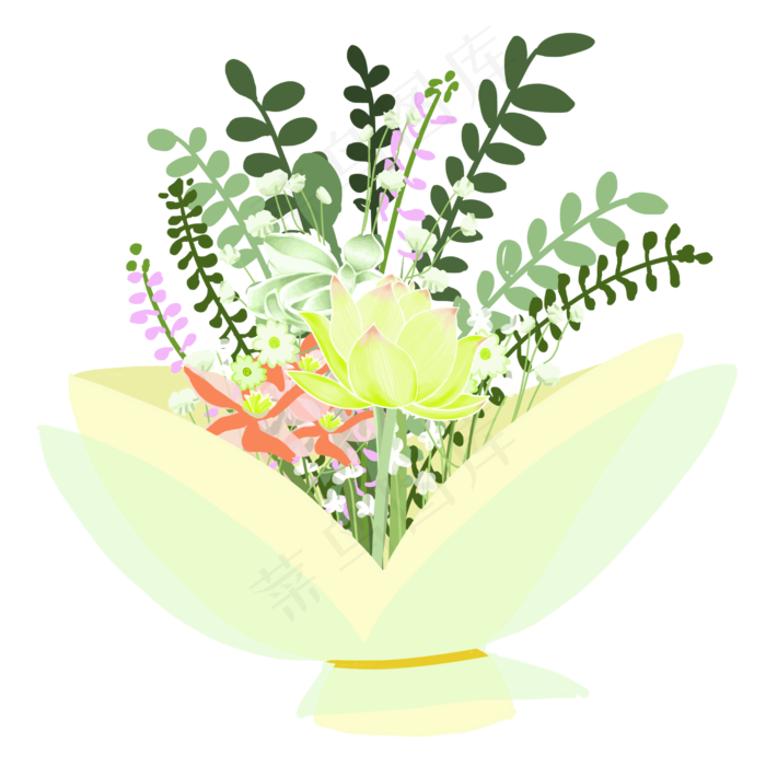荷花手捧花束