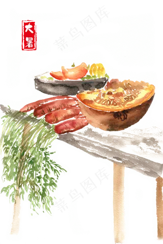 大暑案头上的蔬果