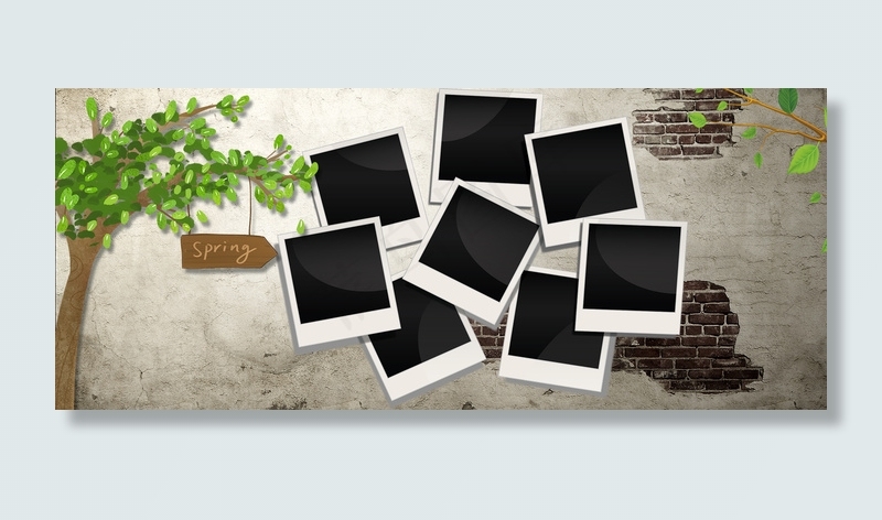 照片墙清新绿色海报背景