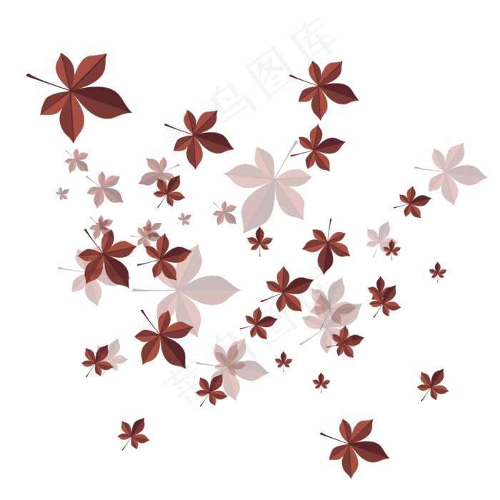 手绘植物树叶漂浮的叶子