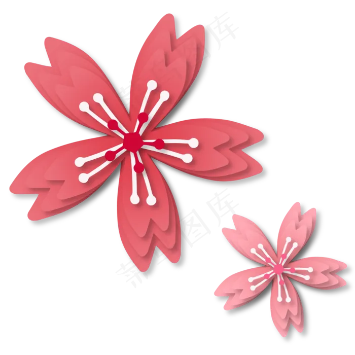 粉色立体剪纸樱花