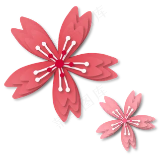 粉色立体剪纸樱花