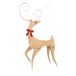 圣诞节扁平木质驯鹿,免抠元素
