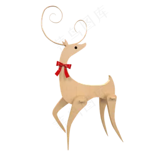 圣诞节扁平木质驯鹿,免抠元素