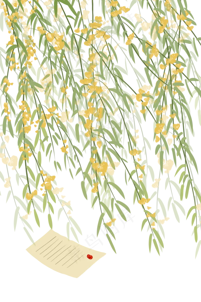 花朵古风花柳树花(1024X1536(DPI:299))psd模版下载