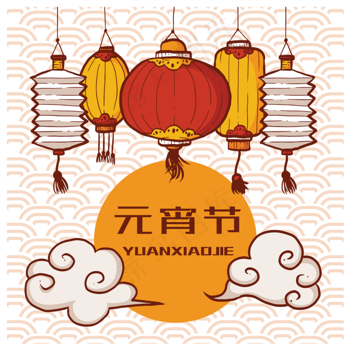 中国风元宵节素材,免抠元素(2000*2000px)ai矢量模版下载