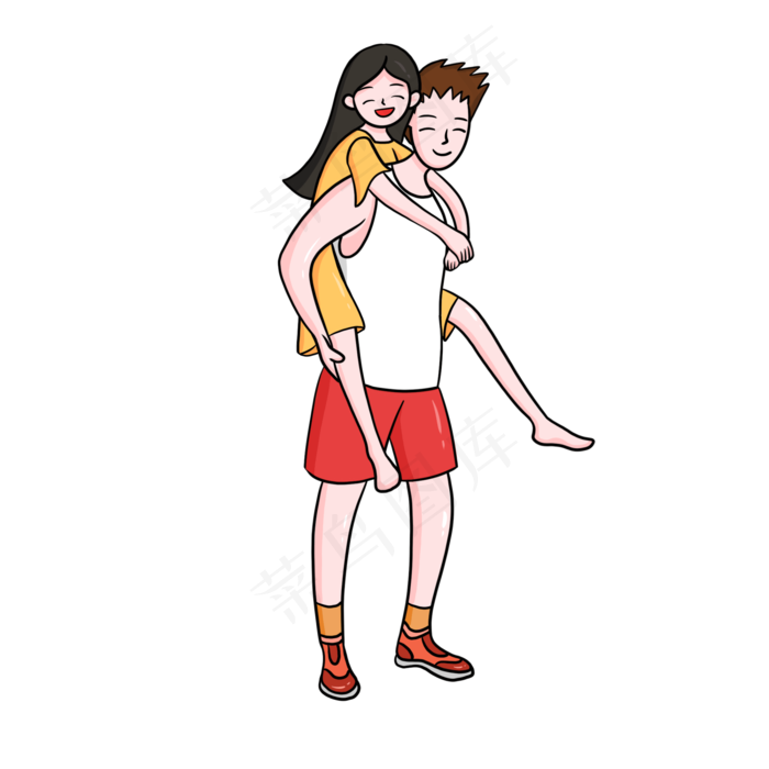 父亲节父女游戏卡通免扣