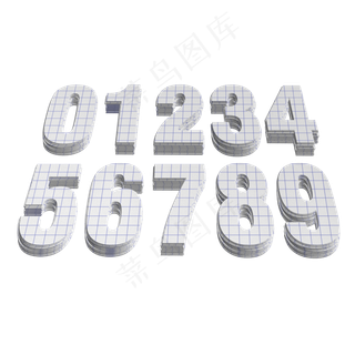 年会倒计时数字白色条纹便签纸立体字