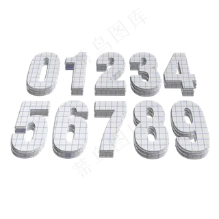 年会倒计时数字白色条纹便签纸立体字