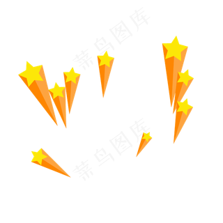 黄色立体放射星星,免抠元素