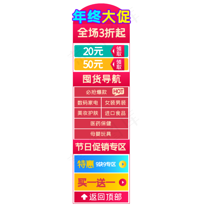 电商侧边悬浮促销导航栏(2000*2000px 300 dpi )ai矢量模版下载
