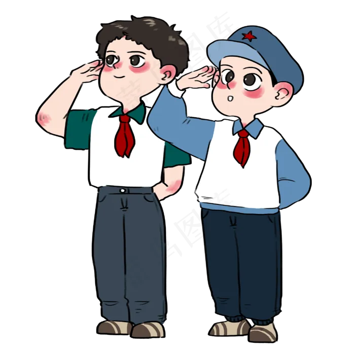 红色八一建军节小学生向军人红旗(3000X3000(DPI:300))psd模版下载