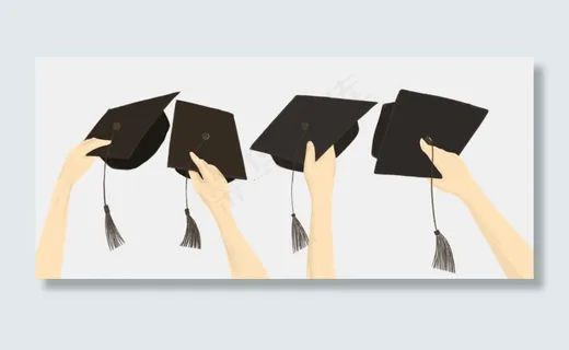 手绘毕业季手持学士帽插图,免抠元素