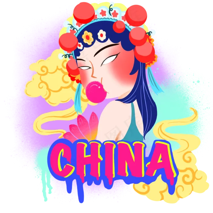 国潮中国花旦京剧时尚中国风,免抠元素