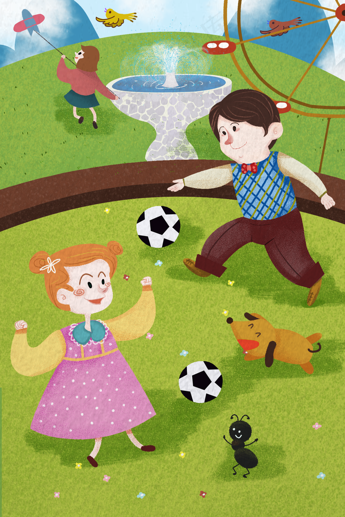 春分二十四节气春季踏青出游放风筝踢足球