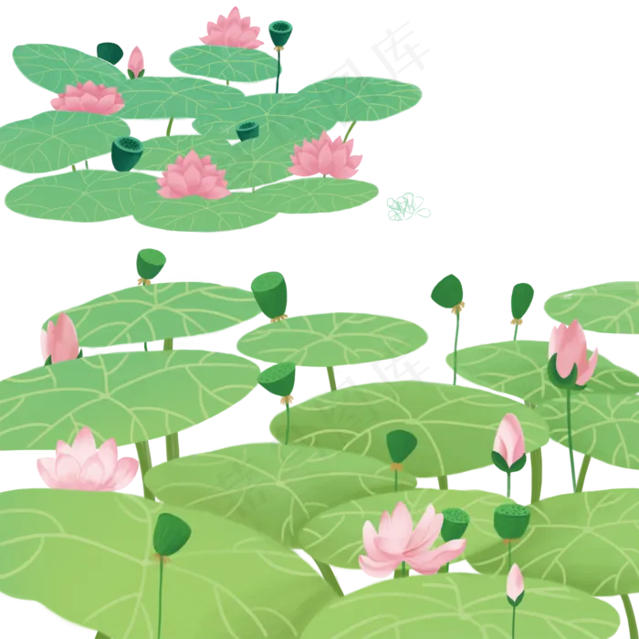 池塘开满荷花(2000X2000(DPI:300))psd模版下载