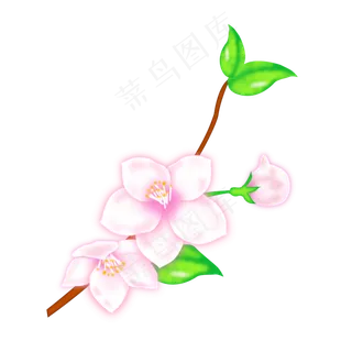 矢量卡通粉色桃花