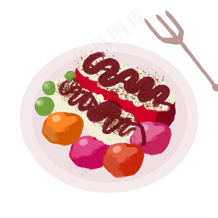 彩色水果沙拉食物元素